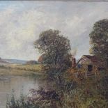 F G Jamieson, oil on canvas, lakeside cottage, signed, 50cm x 75cm, framed