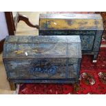 A similar pair of distressed effect table-top chests on stand, W60cm