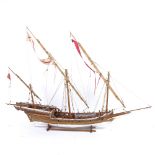 A handmade model ship, Caravel, length 68cm, height 51cm