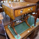 A small burr-walnut sofa table, with single drawer, W45cm, H54cm