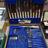 A canteen of Old English pattern cutlery for 6 people, including carving set, by Atkin Brothers