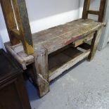 A Vintage pine workbench, W175cm