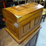 A small Indian hardwood and brass-bound dome-top trunk, W45cm, H38cm