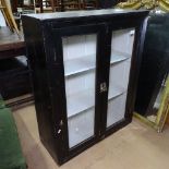 A Victorian painted pine hanging cabinet, with 2 glazed doors, W80cm, H100cm