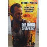 An original Die Hard With A Vengeance triangular cinema foyer floor standing advertising sign,