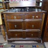 A small Antique oak chest of 4 drawers, on bracket feet, W80cm, H76cm