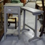 A painted side table with single drawer, and another (2)