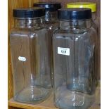 4 Vintage glass sweet shop jars, 30cm