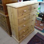 A modern pine chest of 2 short and 3 long drawers, W91cm, H117cm