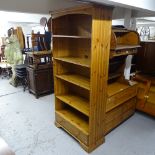 A modern polished pine 5-tier open bookcase, W92cm