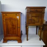 A yew wood bedside cabinet, and a French walnut bedside cabinet (2)