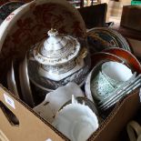 Large quantity of various ceramics, including Continental porcelain gilded plates, sugar bowl,