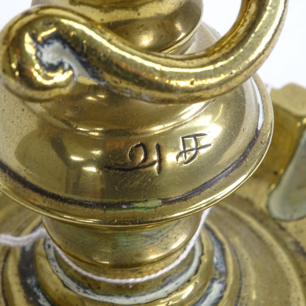 A 19th century brass hanging incense burner, 2 character mark, height excluding chain 24cm - Image 2 of 2