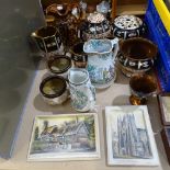 Bacchanalian design jug, 21cm, 1920s teapot and similar bowls etc, Osborne plaques etc