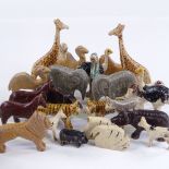A group of Vintage carved and painted wood Noah's Ark animals (25) All animals are play-worn with
