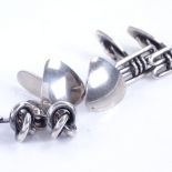 3 pairs of Danish silver cufflinks, makers include Niels Erik From, 35.4g total (3 pairs) All in