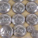 A set of 19th century Sheffield plate coachman's buttons, embossed with Hackney horse, by Firmin &