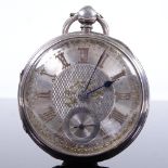 A 19th century silver-cased open-face key-wind pocket watch, by Adam Burdess of Coventry, silver