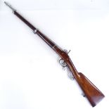 A percussion rifle, barrel length 71cm Good condition, all mechanisms in good working order. Light