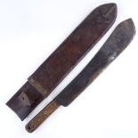 A Second World War Period machete by Kitchin Ltd of Sheffield, dated 1943, leather scabbard, blade