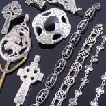Various silver and unmarked jewellery, including Celtic design brooches, bracelets, pendants etc Lot