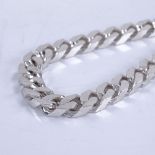 A heavy modern Italian sterling silver flat curb link chain necklace, necklace length 50cm, 91.5g