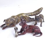 Austrian, cold painted bronze Bulldog, length 4.5cm, cold painted bronze dog with a bone, and a
