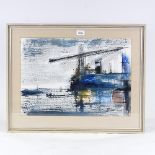 Terry O'Donnell, watercolour, abstract landscape, signed, 14.5" x 20", framed Good condition