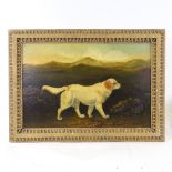 L Annette, oil on board, dog in a landscape, signed, 12" x 18", framed Good condition