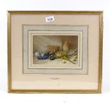 William Cruikshank, watercolour, still life, signed, 5" x 8", framed Good condition