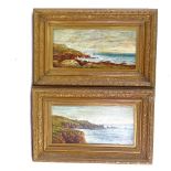 A pair of 19th century oils on board, coastal scenes, unsigned, 7" x 14", framed Good condition