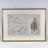 Edmund Thomas Parris, watercolour/pencil, partridges, 12.5" x 20", framed A few very light fox marks