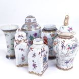 A group of Samson armorial porcelain jars and vases, largest height 16cm (6) (A/F)