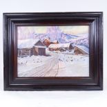 A Schultzberg, oil on canvas, winter landscape, signed, 15.5" x 21.5", framed Very good condition