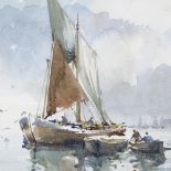 Dennis Page (born 1926), watercolour, fishing boats Giudecca Venice, signed, 9" x 11", framed
