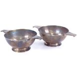 A pair of early 20th century Indian silver salts, formed as quaichs, by Hamilton & Co of Calcutta,