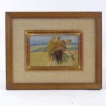 Lowes Dalbiac Luard (1872 - 1944), oil on board, the hay cart, label verso, 5" x 7", framed Good