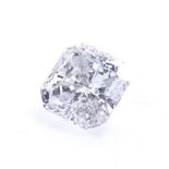 A 0.40ct fracture filled radiant-cut diamond, dimensions: length - 4.14mm, width - 4.11mm, depth -