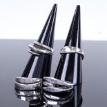 4 Danish stylised sterling silver rings, makers included Hans Hansen and Jorgen Peter Vang, sizes K,