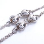 A long sterling silver heart design necklace/belt, length 92cm, 41.8g Very good original