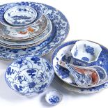 A group of Chinese porcelain items, including a large hand painted charger, 38cm across (A/F)