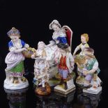 A group of Continental porcelain figures, largest height 15cm (6) (A/F)