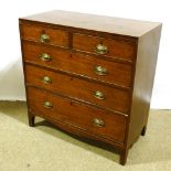 A Georgian square mahogany chest of 3 long and 2 short drawers, width 91cm, height 94cm