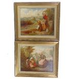 Attributed to Walter Helmsley, pair of 19th century oils on wood panels, studies of Victorian