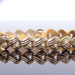 A Continental high carat gold articulated bracelet, possibly Finnish, hallmarks on clasp, bracelet