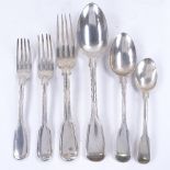A group of Georgian and Victorian silver Fiddle and Thread pattern flatware, including