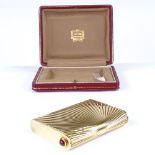 CARTIER - an Art Deco 18ct gold gem-set cigarette case, circa 1950s, rounded oblong form with all