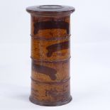 A 19th century treen cylindrical 4-section spice tower, height 19cm, diameter 9.5cm Painted