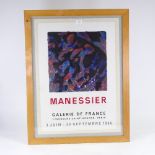 Alfred Manessier, lithograph, Exhibition poster, 1966, sheet size 28" x 19.5", framed Good condition