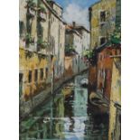 Loris Vendramin, oil on canvas, Venice scene, image 7.5" x 5", framed Good condition